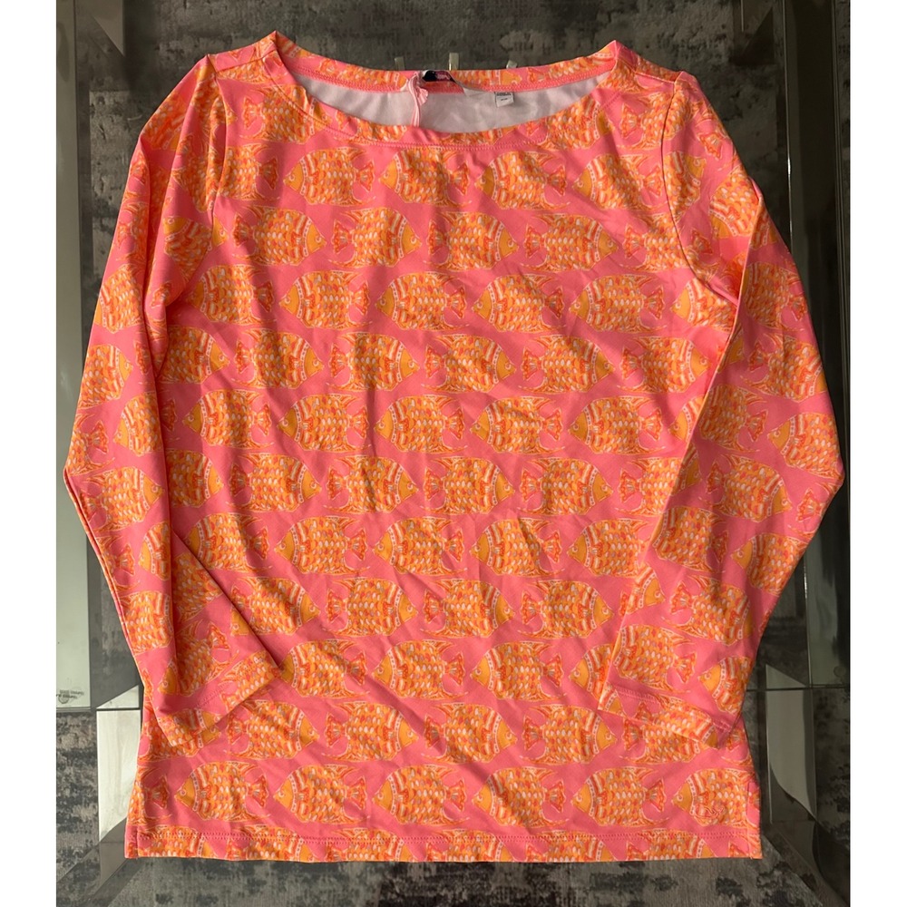 Vineyard Vines womens fish print long sleeve shirt top‎ XS